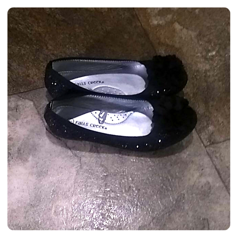 Girls black sparkle dress shoes